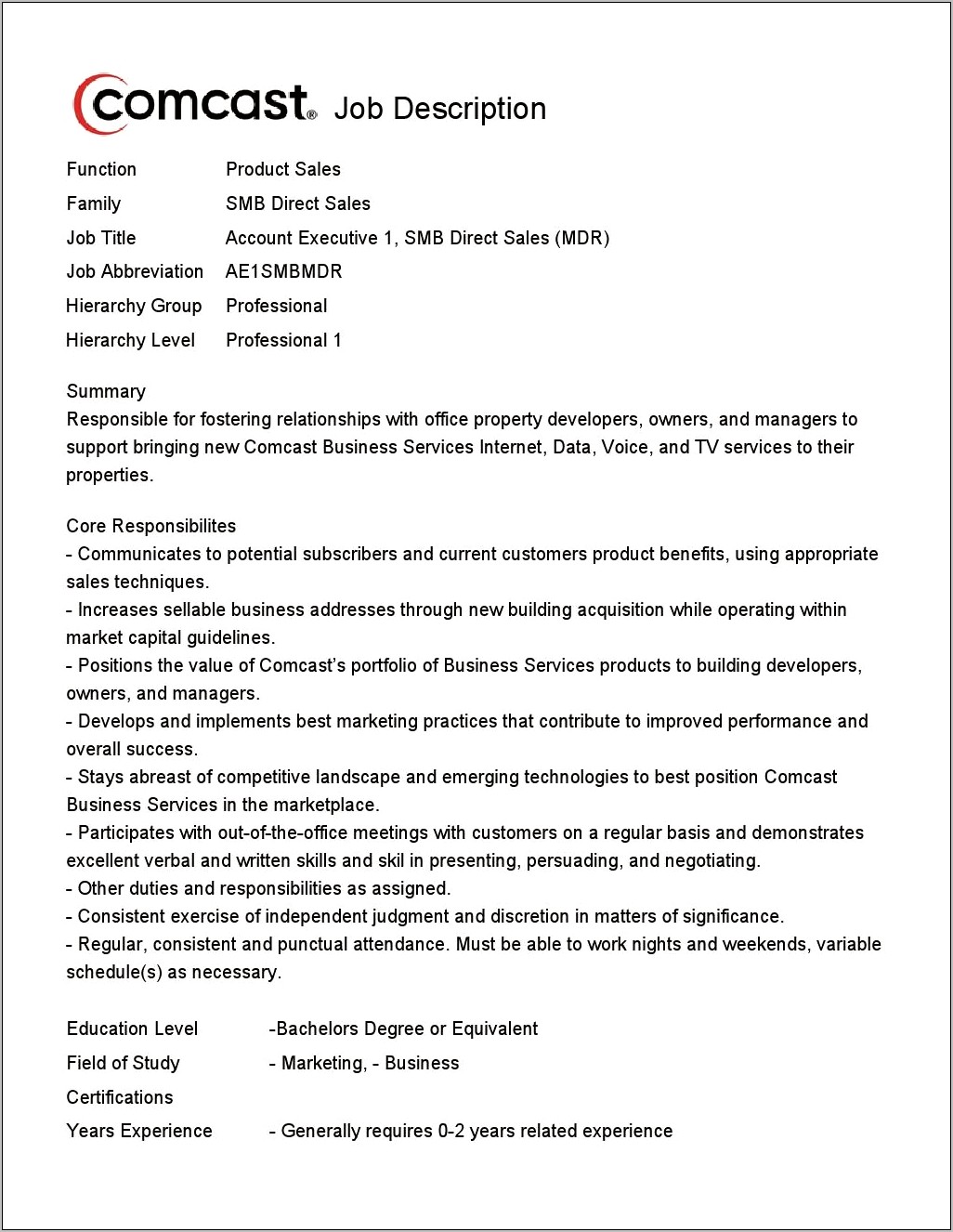 Direct Sales Job Description Resume