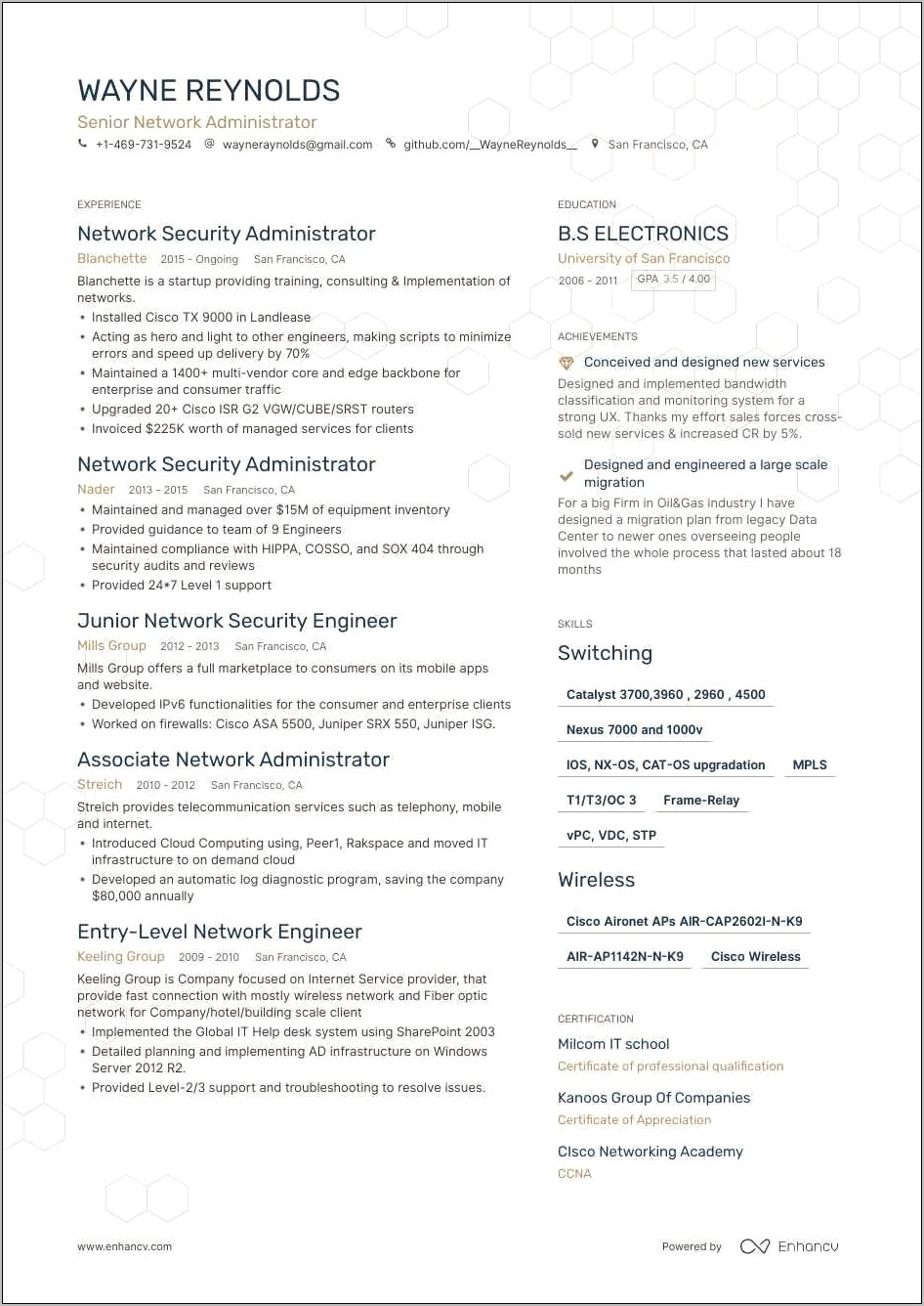 Director Of Network Services Resume Sample