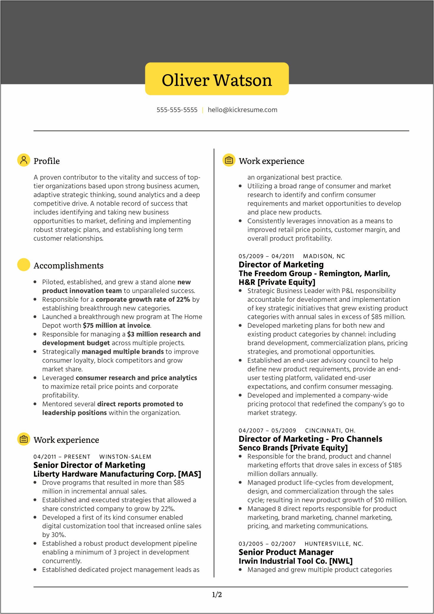 Director Of Sales And Marketing Resume Samples