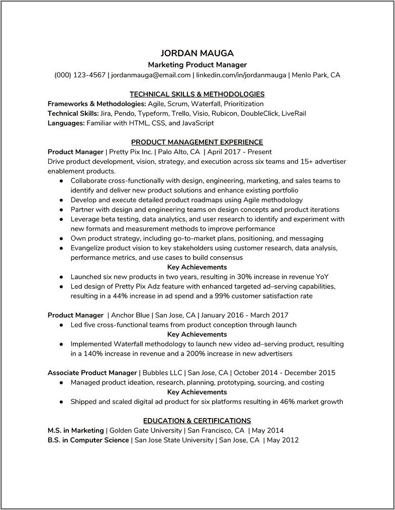 Director Product Manager Resume Template