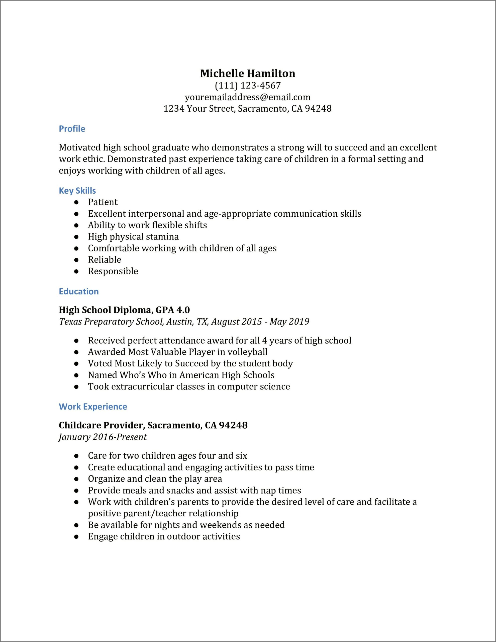 Discuss Education For High School On Resume