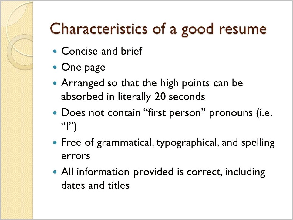 Discuss The Characteristics Of A Good Resume