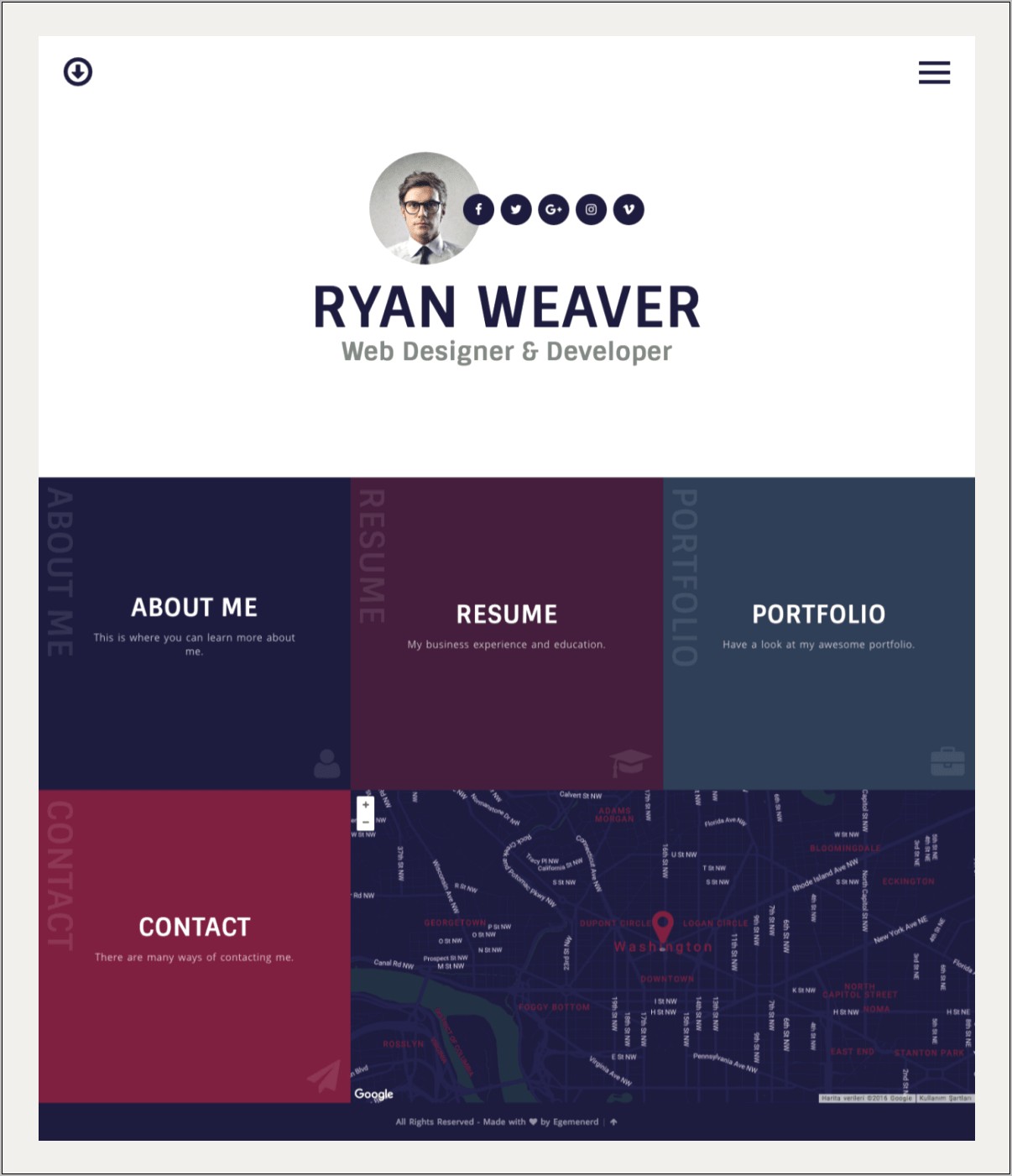 Divergent Personal Vcard Resume Html Template Free