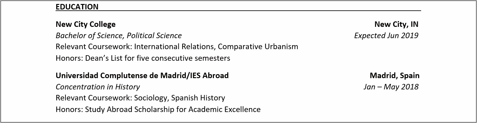 Do You Put College Experience On Resume
