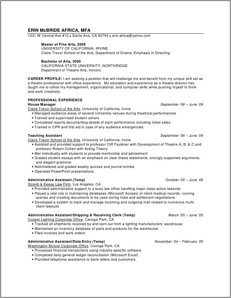 Do You Put Manager Info On Resume Actor