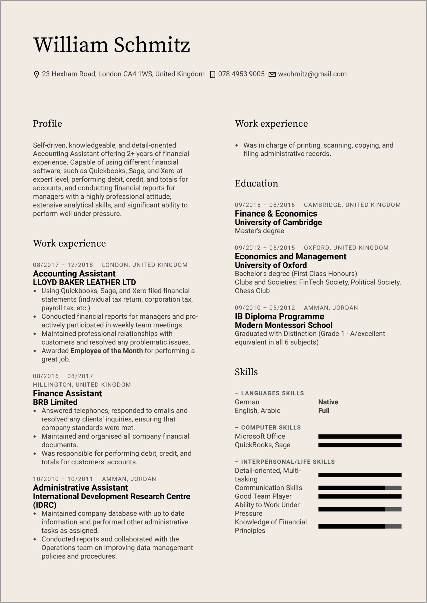 Document Control Assistant Resume Sample