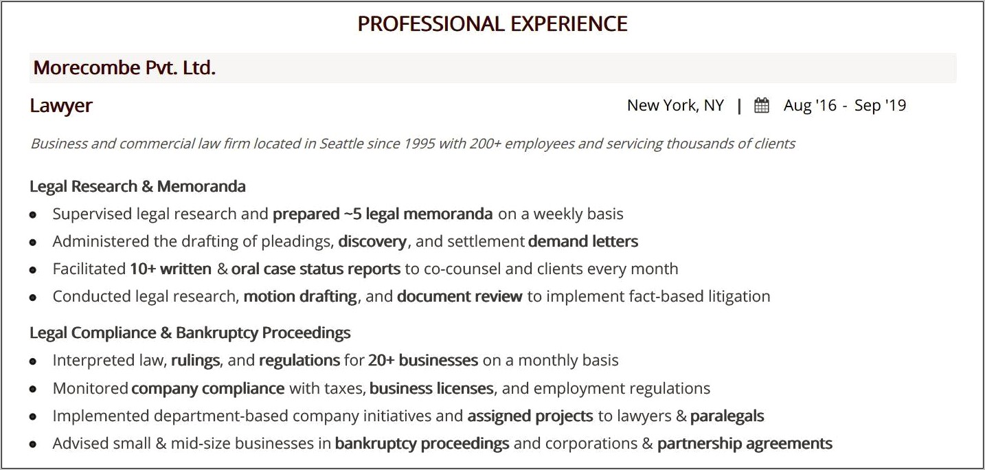 Document Review Attorney Resume Sample