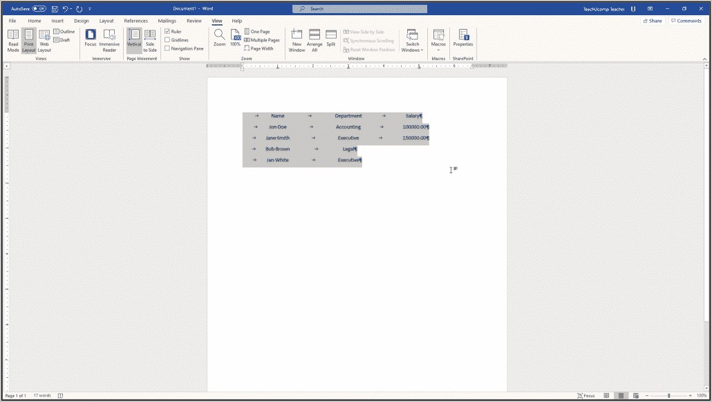 Docx Right Tabs In Word Resume