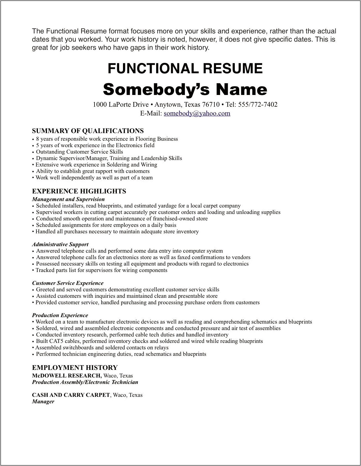 Does A Resume Have Work History