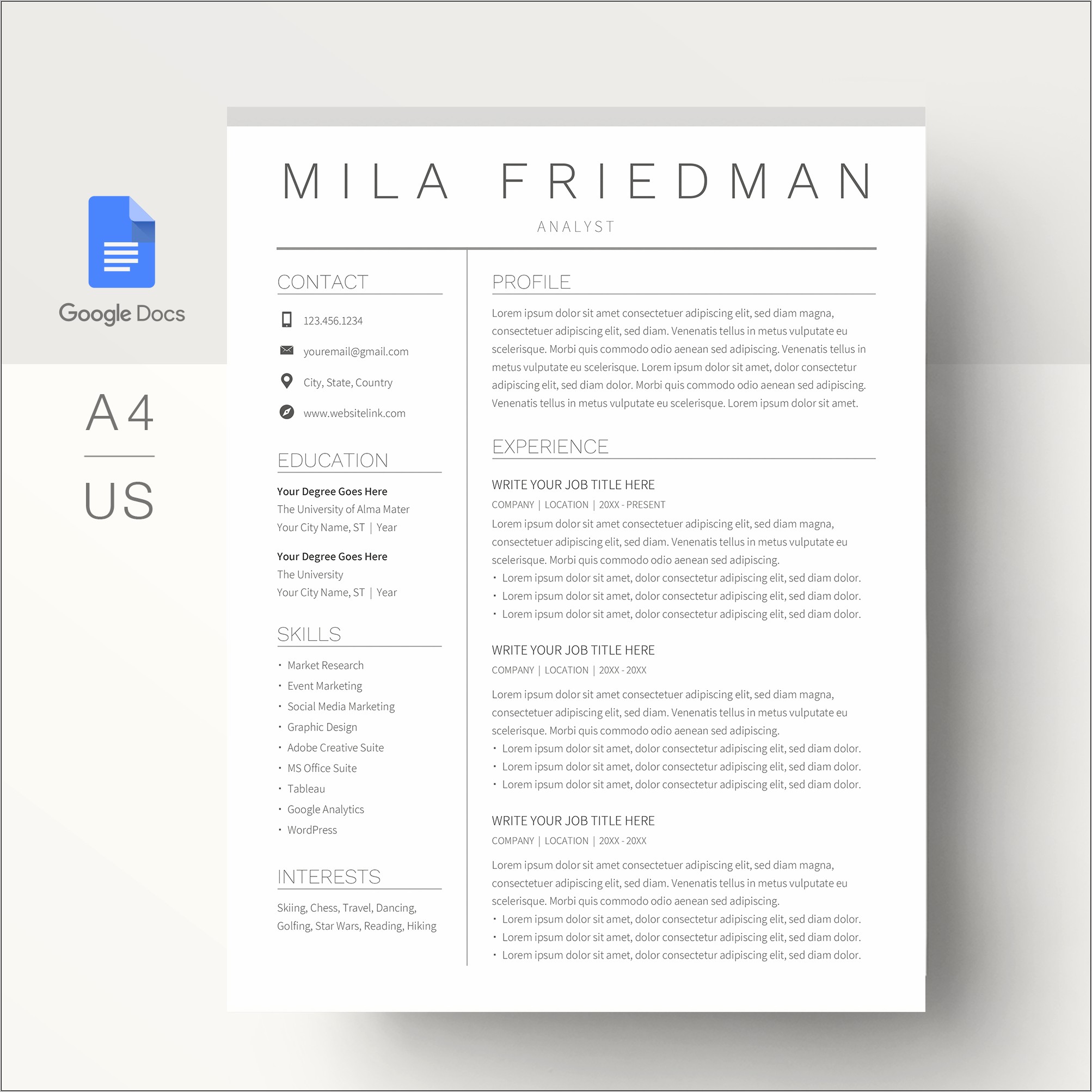 Does Google Have A Free Resume Templates