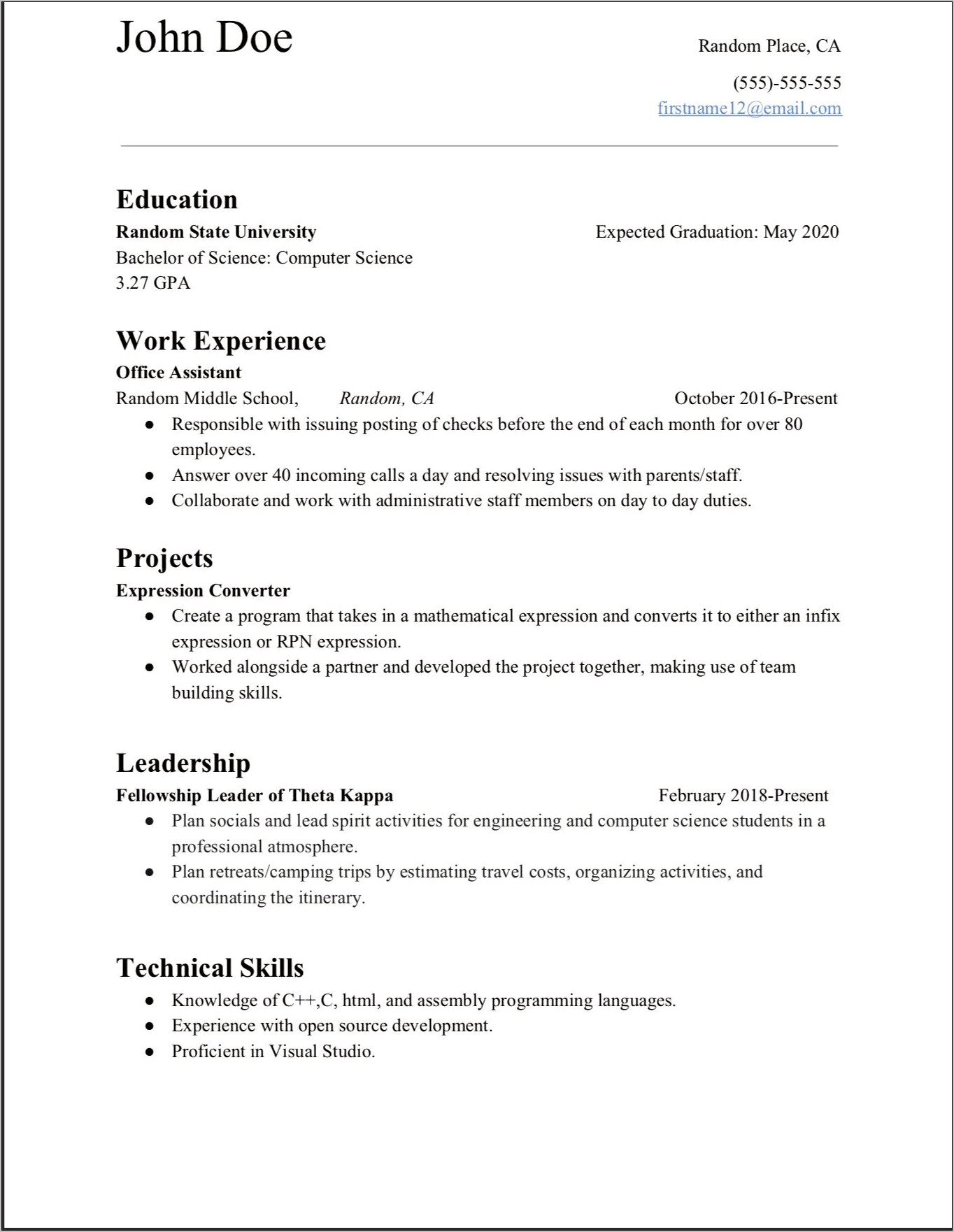 Does Leadership Experience Matters In Computer Science Resume