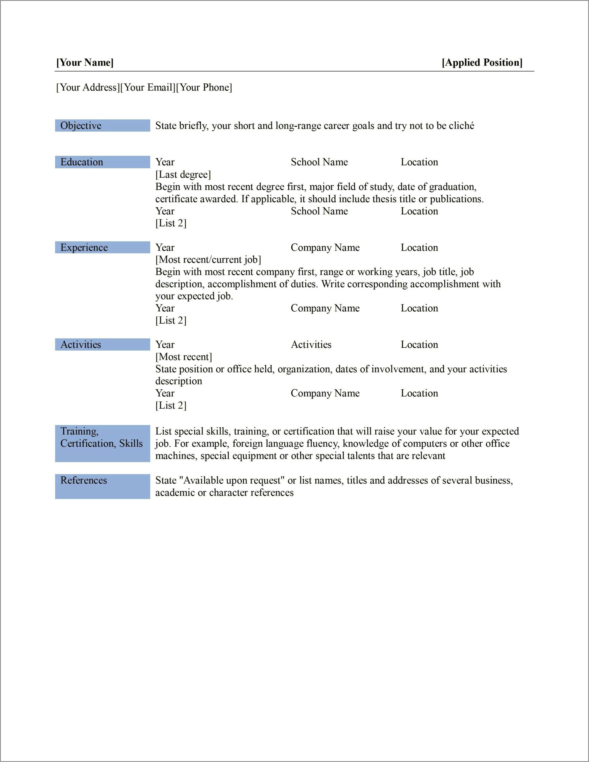 Does Microsoft Word 2010 Have Resume Templates