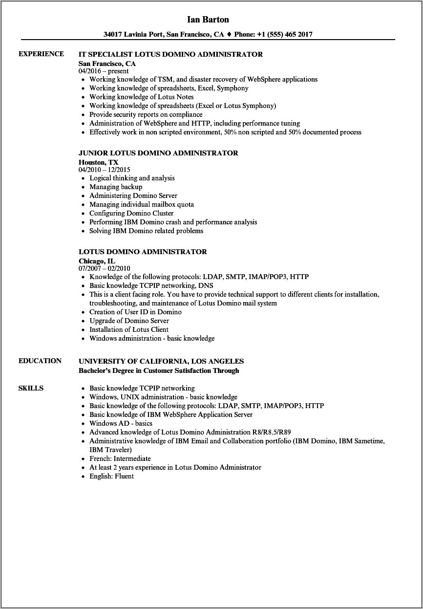 Domino's Job Description For Resume