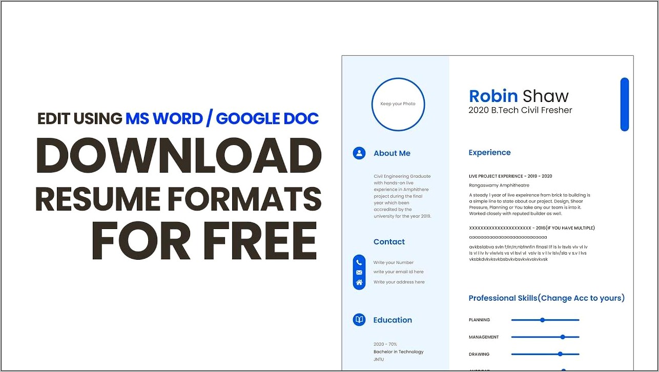 Download Free Resume Format In Ms Word Format