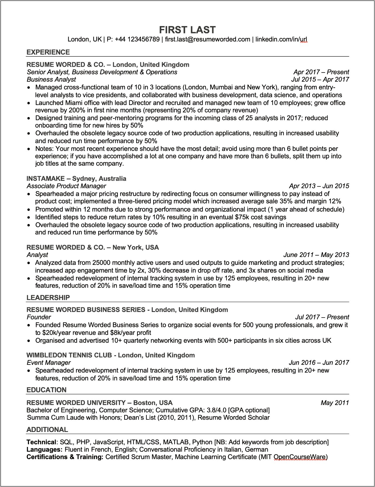 Download Sample Resume Format For Experienced It Professionals
