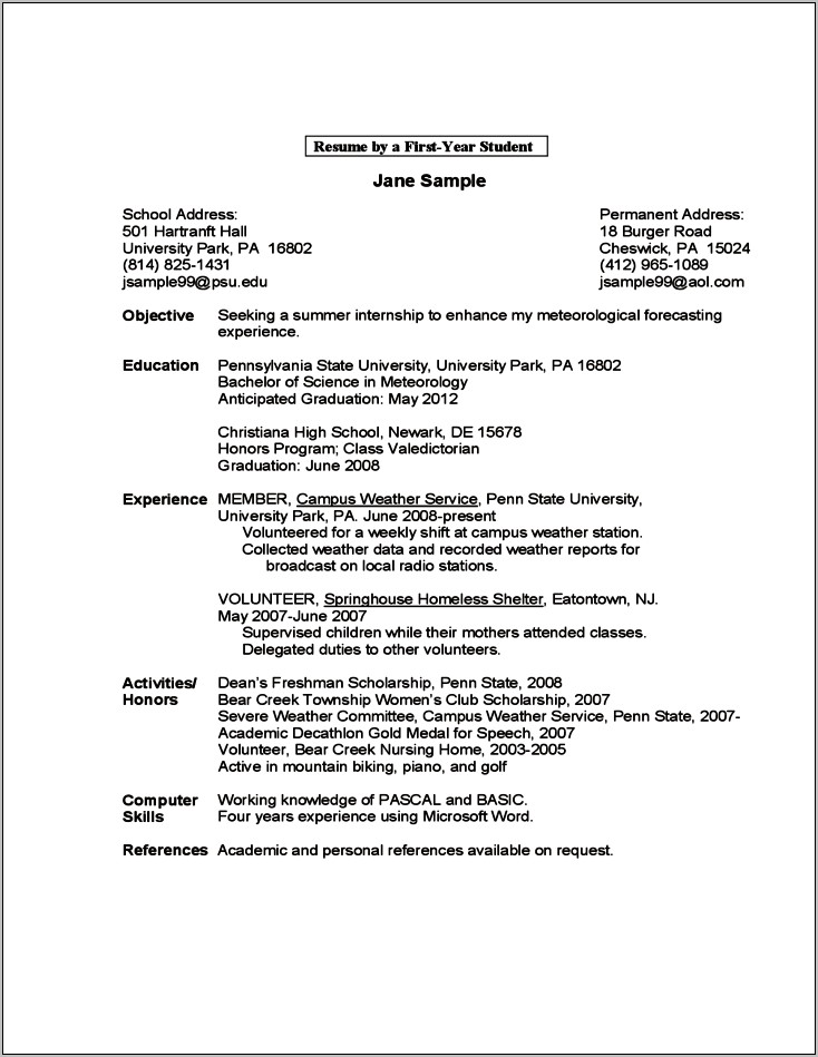 Download Sample Resume With Photo