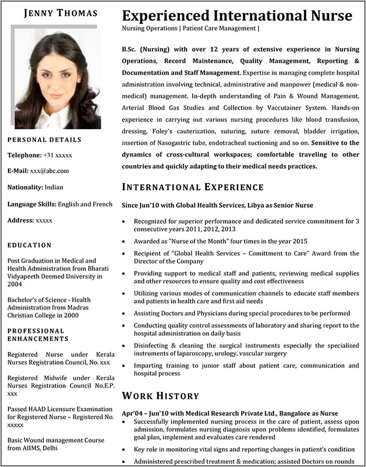 Download Word Document Resume Template For Nurse