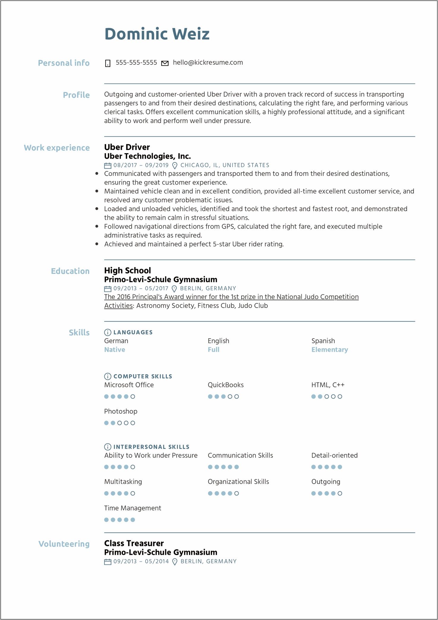 Driver Manager Moving Company Resume