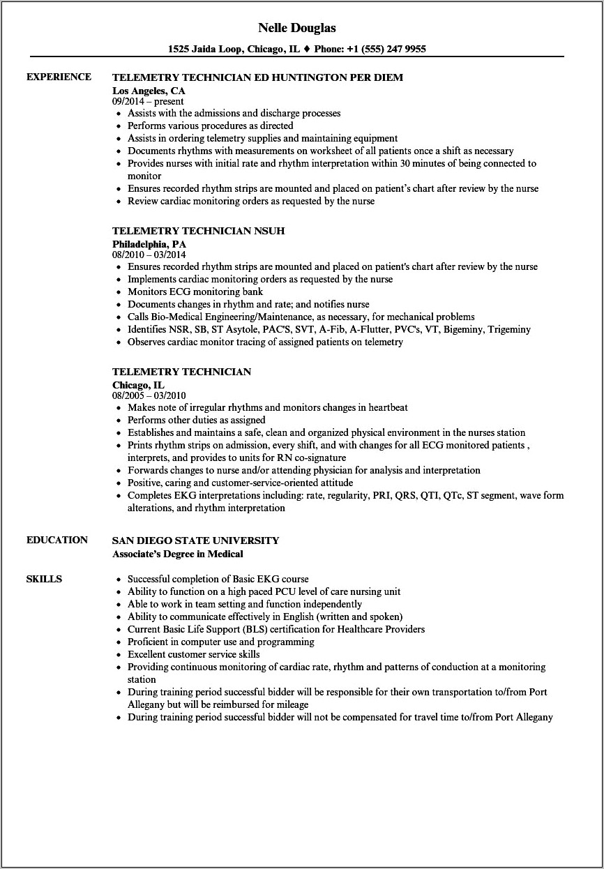 Dtt Surveillance Job Description For Resume