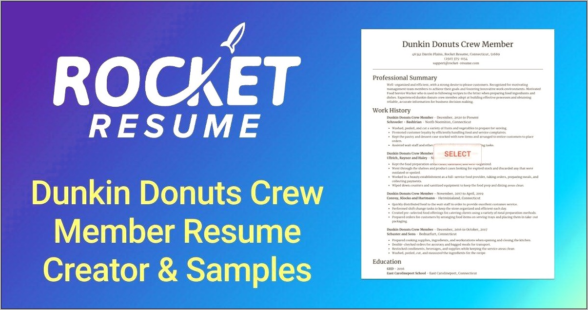 Dunkin Donuts Cashier Job Description Resume