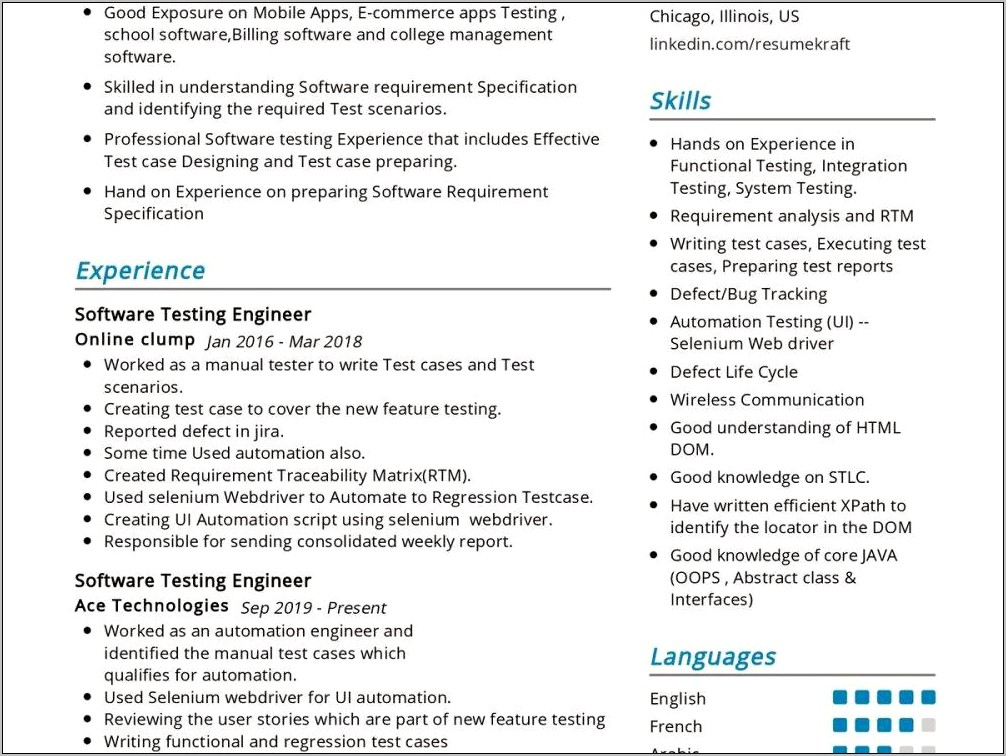 E Commerce Testing Resume Examples