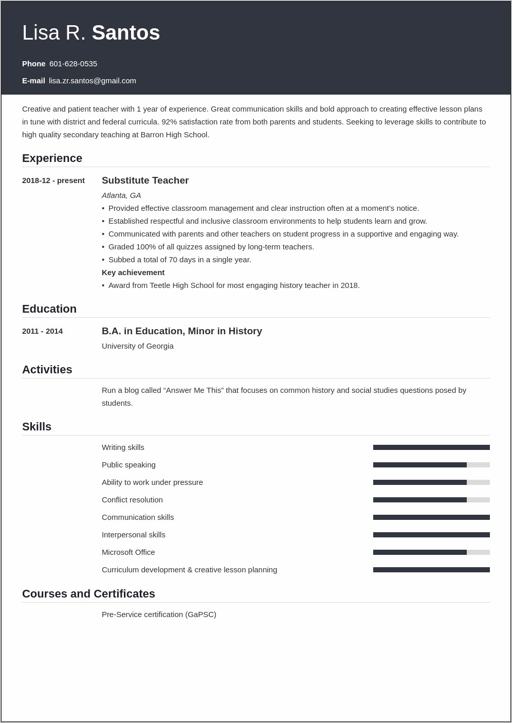 Education Or Work Experiencce First Resume
