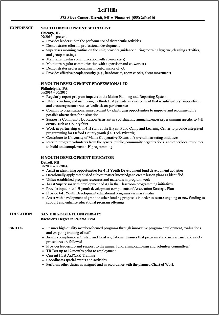 Education Resume Examples Professional Development Section