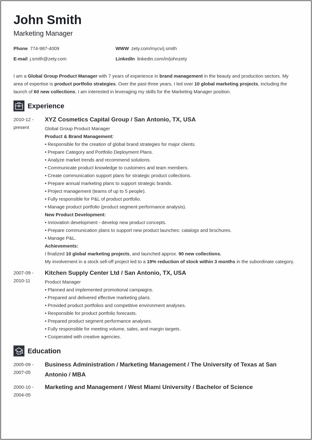 Education Section Of A Resume Example