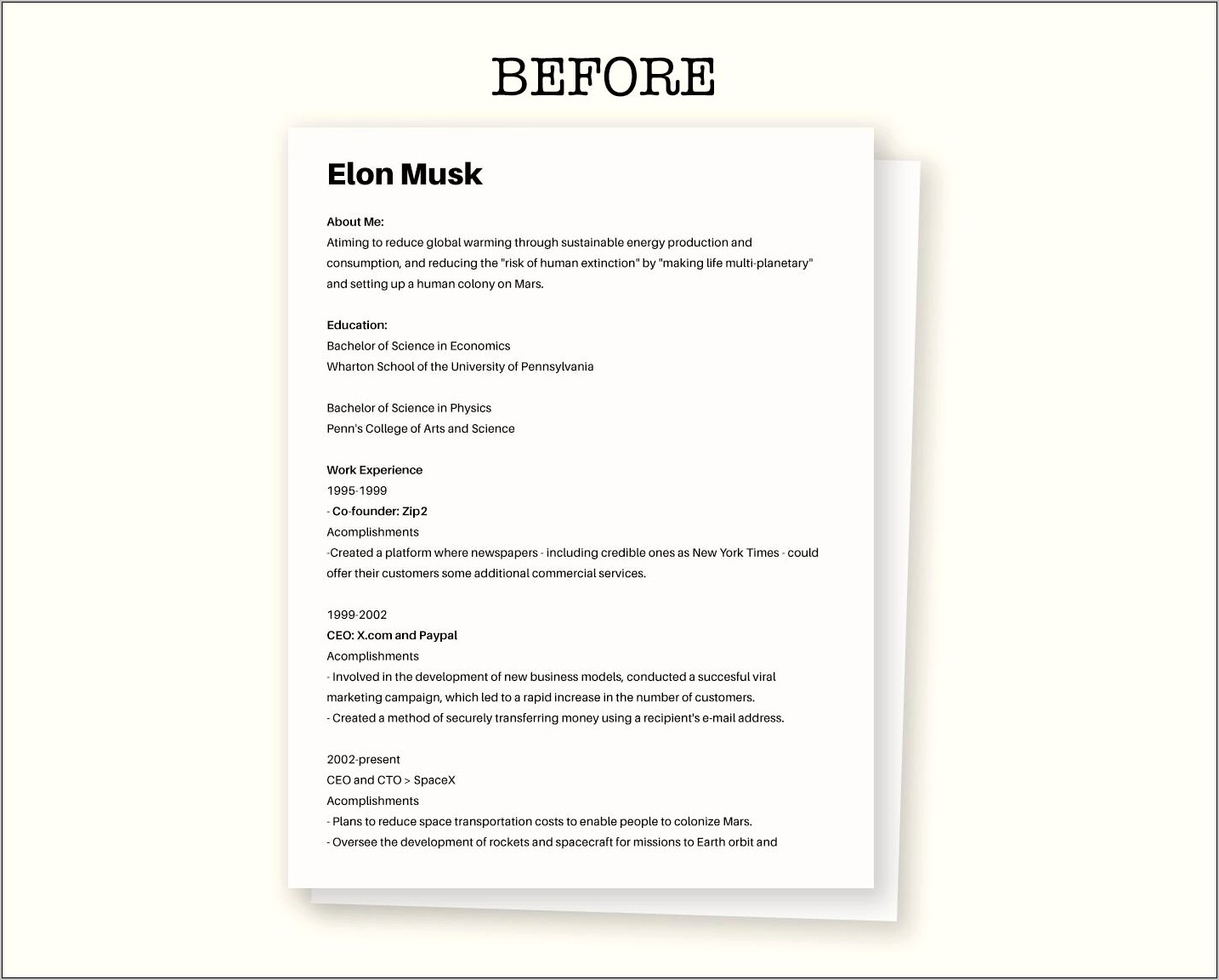 Elon Musk Resume Template For Word