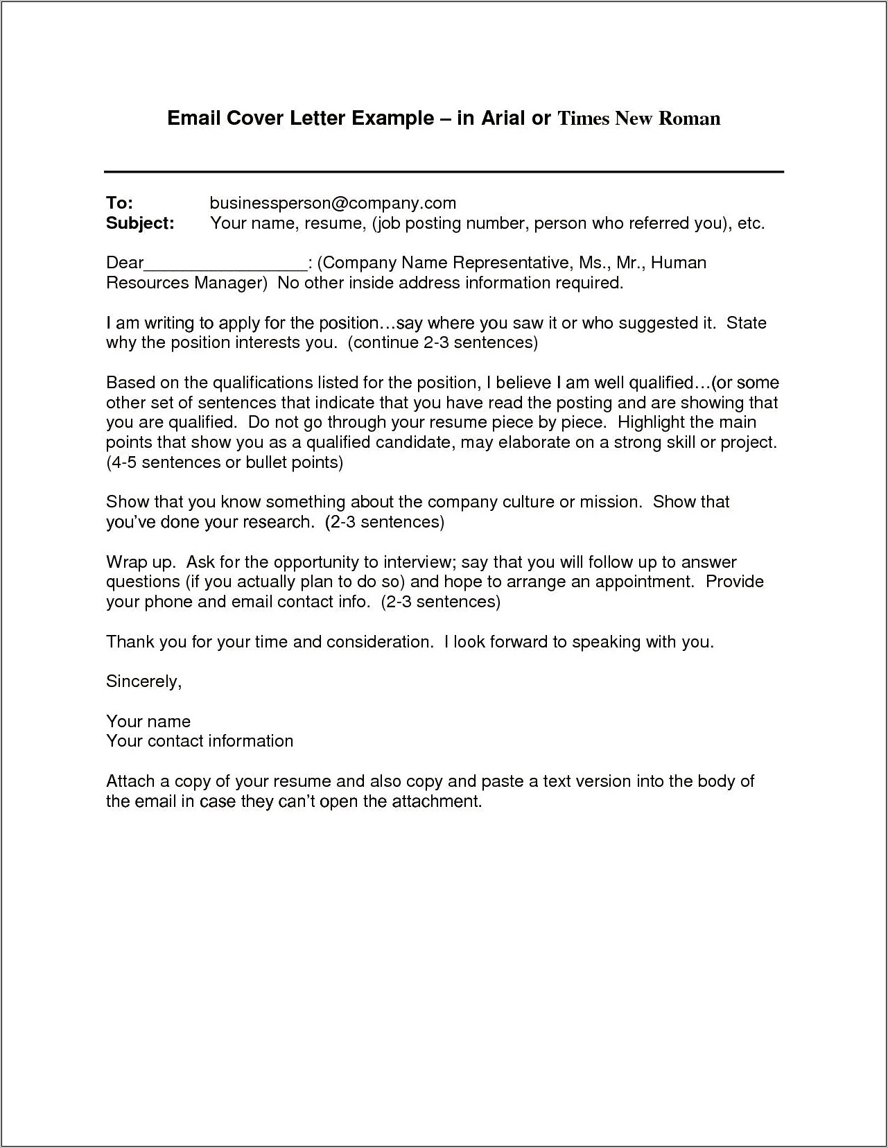 Email A Hr Regarding Resume And Cover Letter