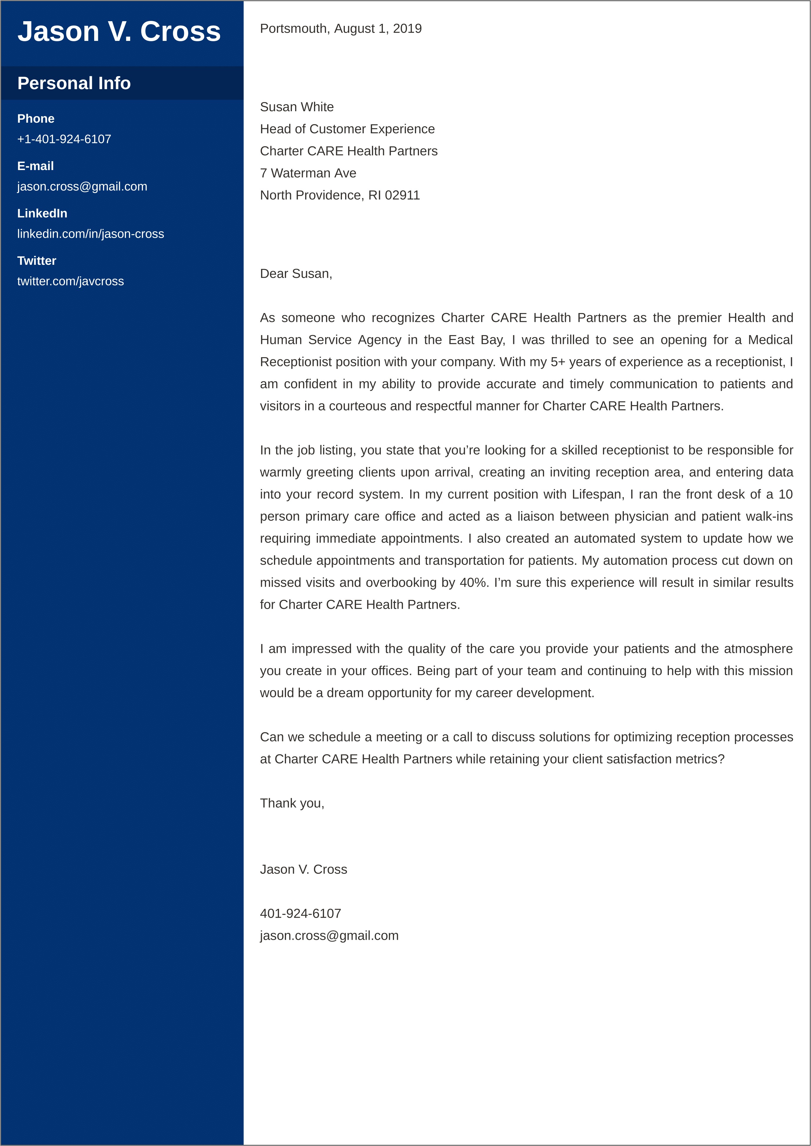 Email Cover Letter And Resume Sample