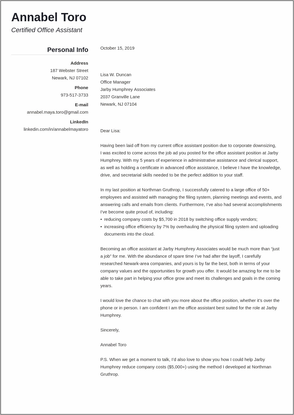 Email Resume Cover Letter In Body