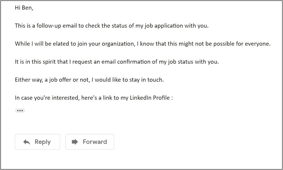 Email Sending Resume For Job