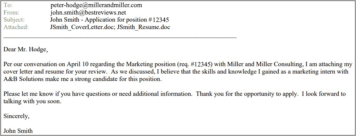 Email Subject Line For Resume And Cover Letter