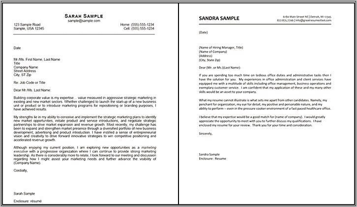 Email Template For Sending Resume And Cover Letter