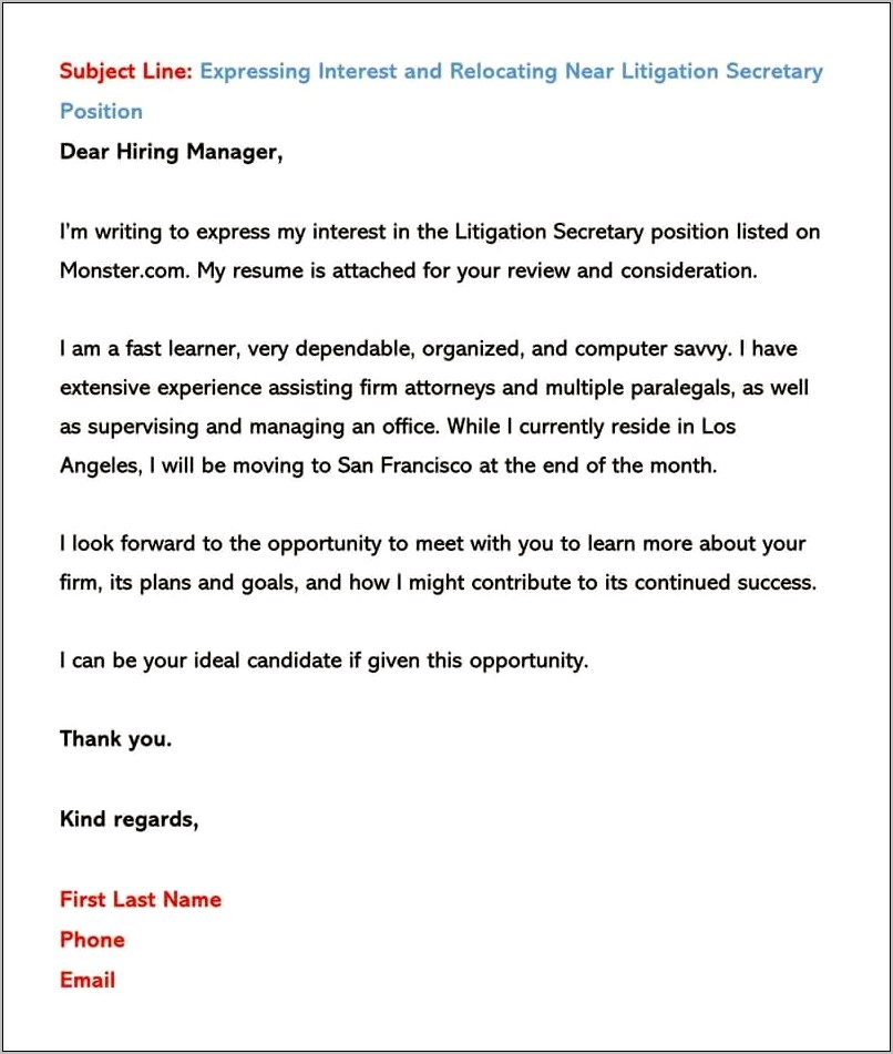 Emailing Resume And Coverletter To Hiring Manager