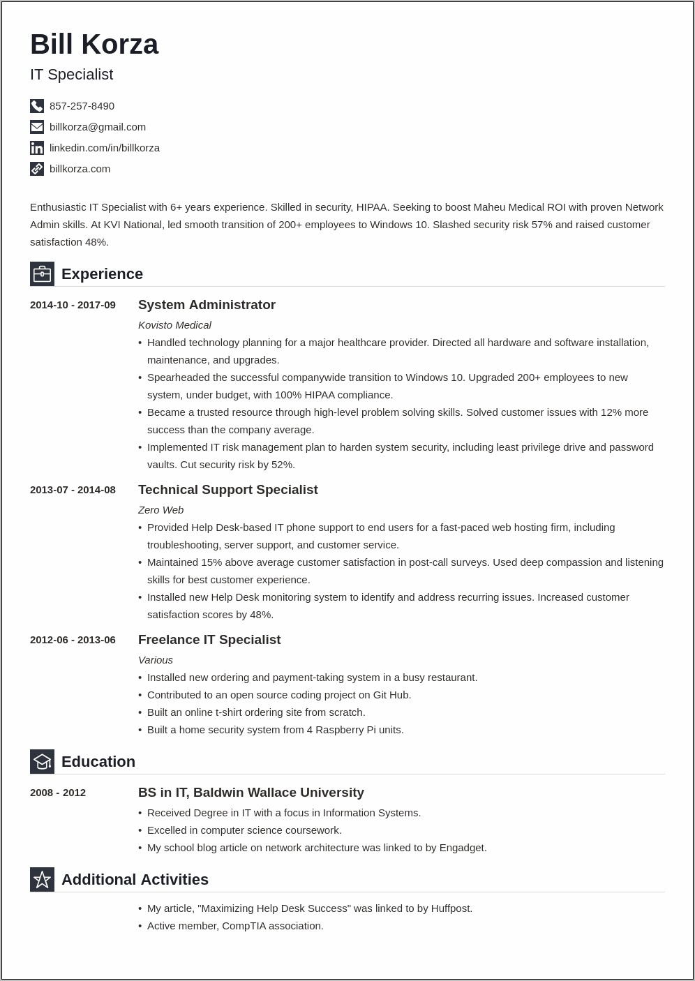 Ending A Resume Profile Example