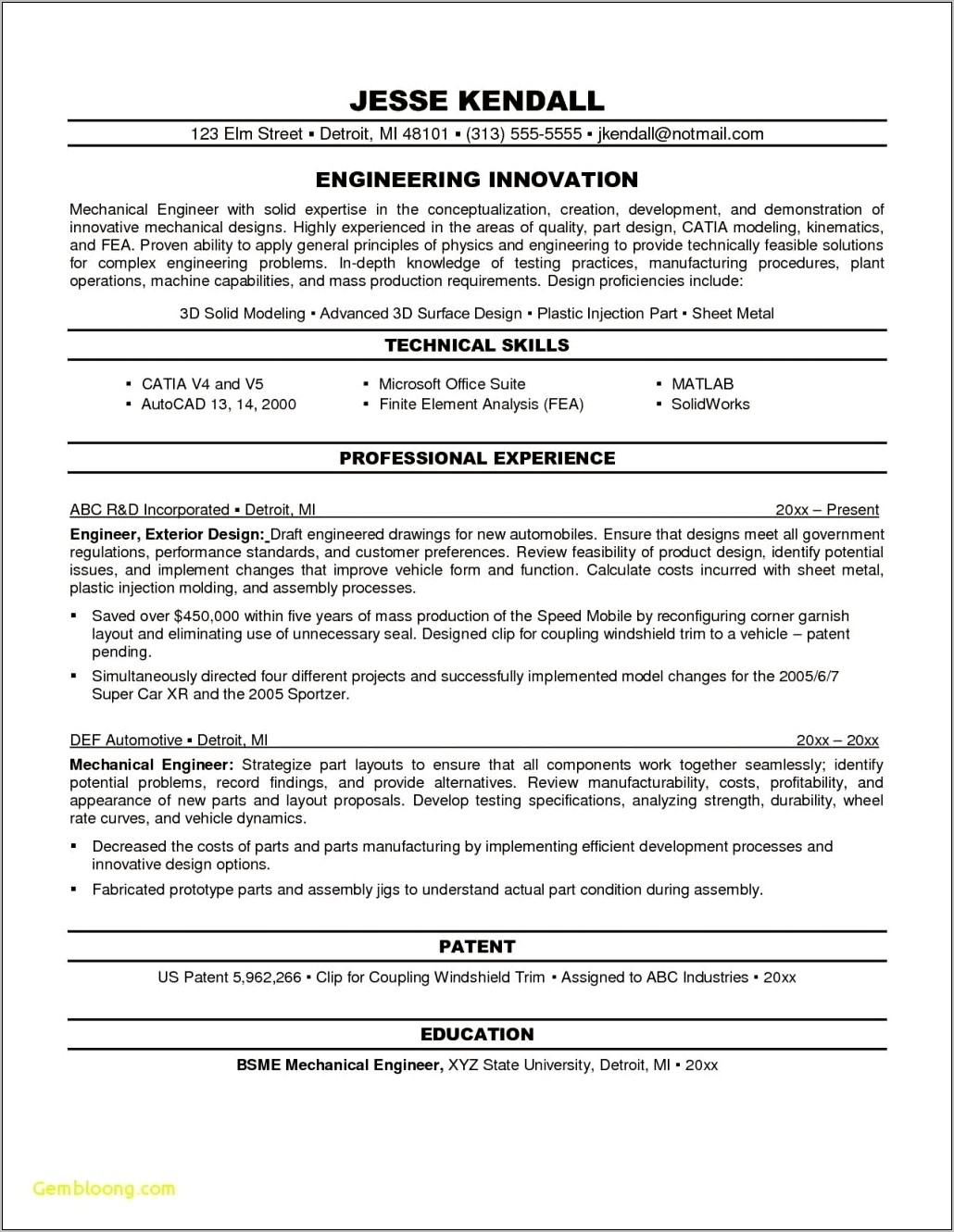 Engineering Career Objectives For A Resume