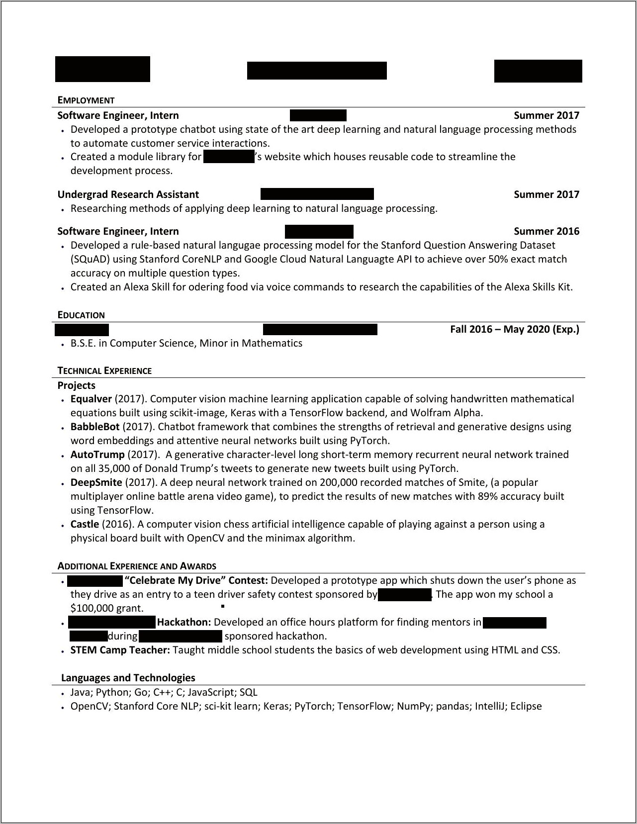 Engineering Resume With No Experience Reddit