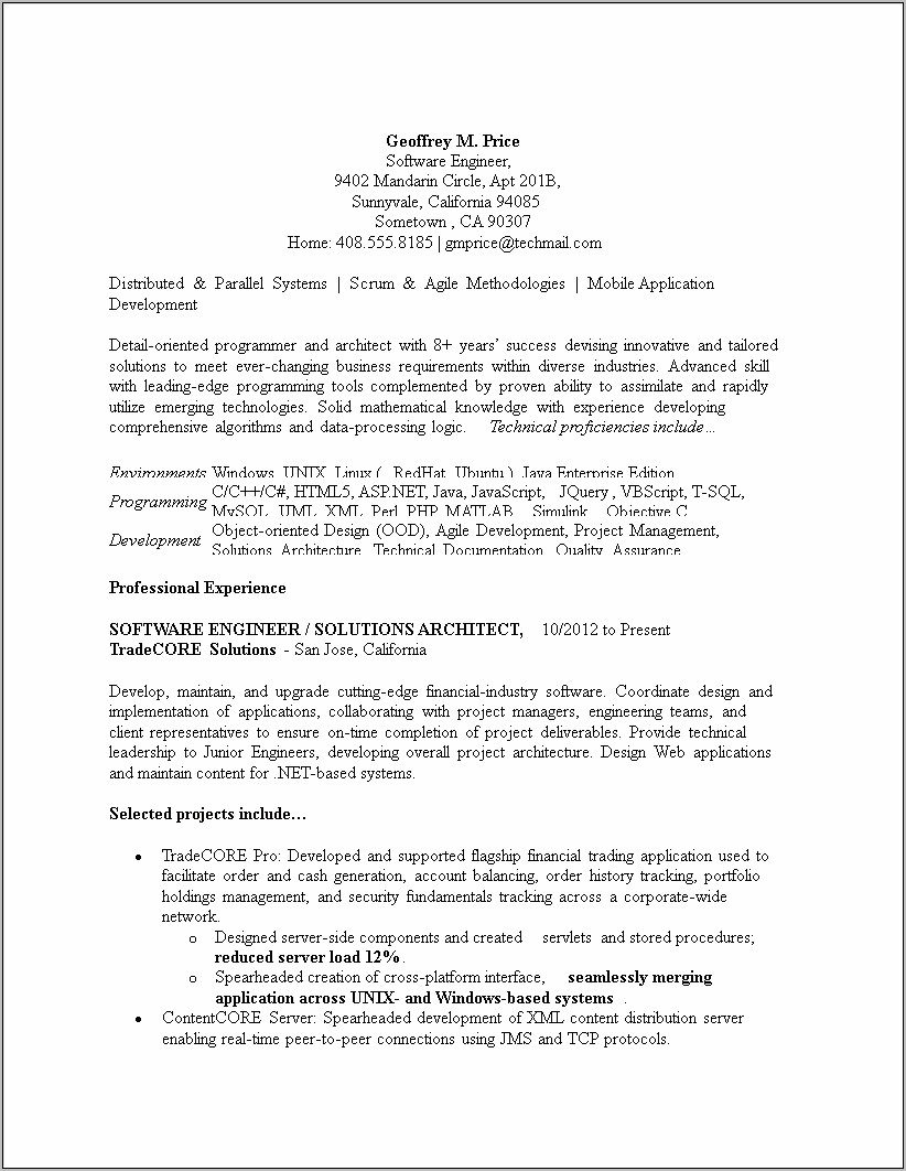 Engineering Should You Have Object In Resume