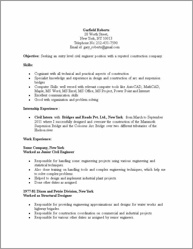 Engineering Student Resume Template Free Download