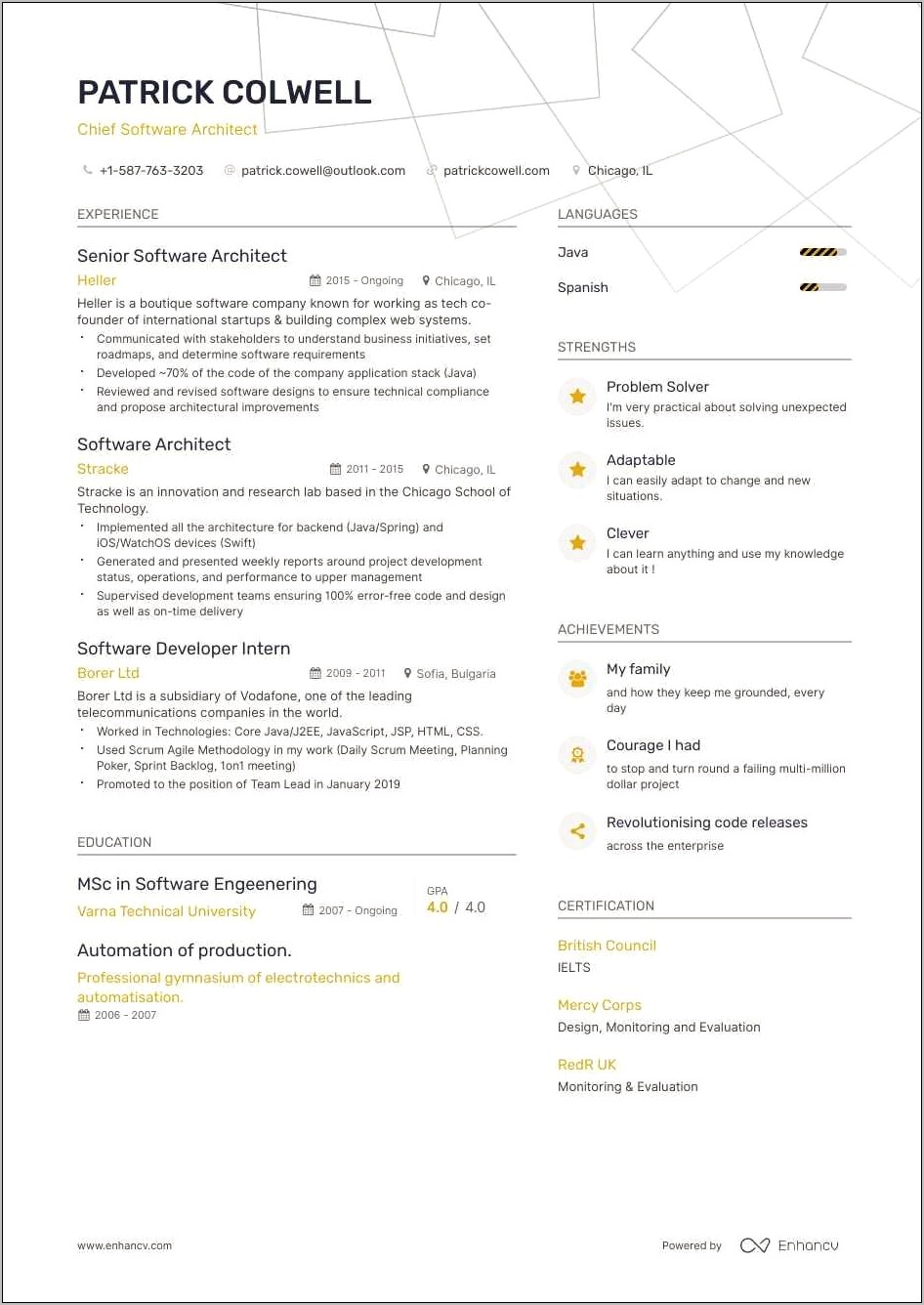 Enterprise Data Architect Sample Resume