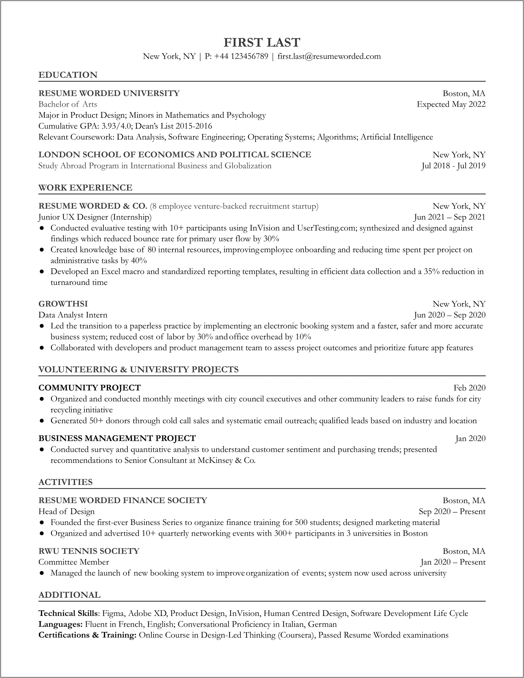 Entry Level And First Job Resume Templates