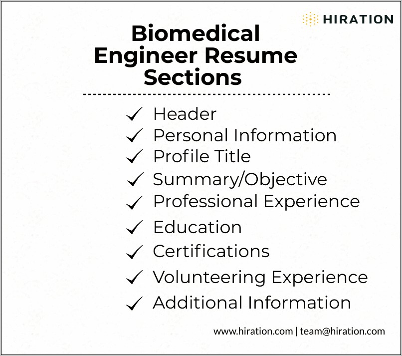 Entry Level Biomedical Engineering Resume Summary
