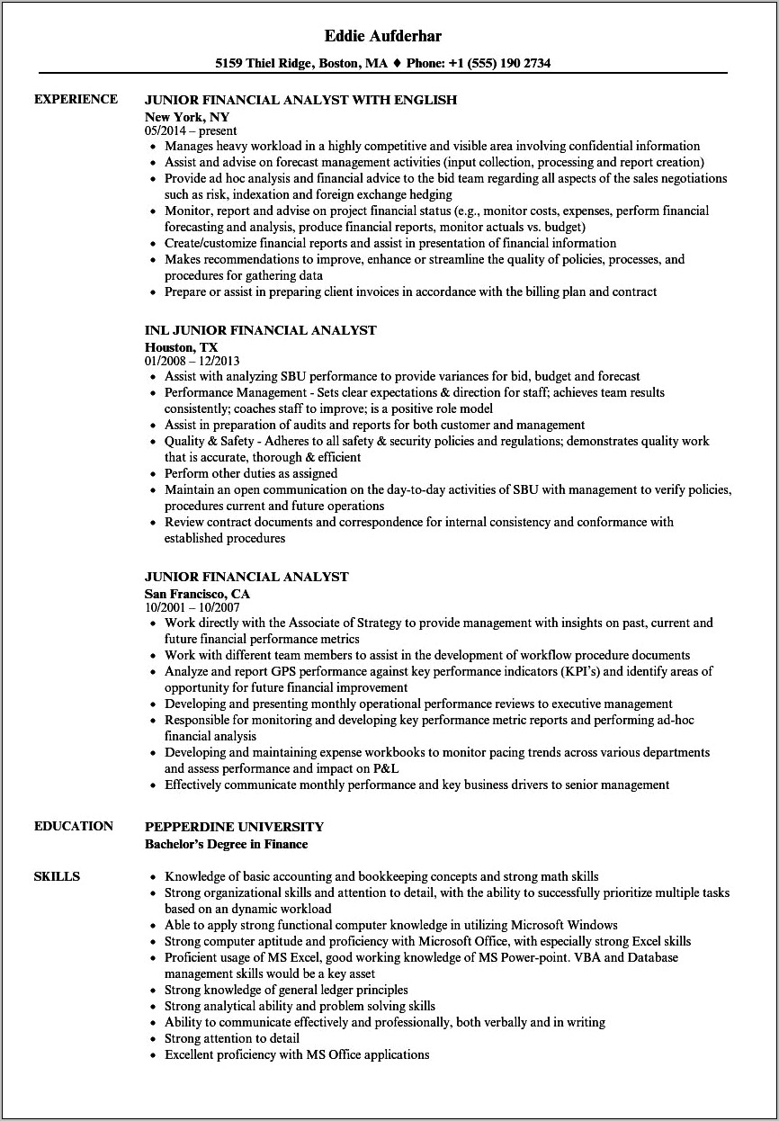 Entry Level Credit Analyst Resume Objective