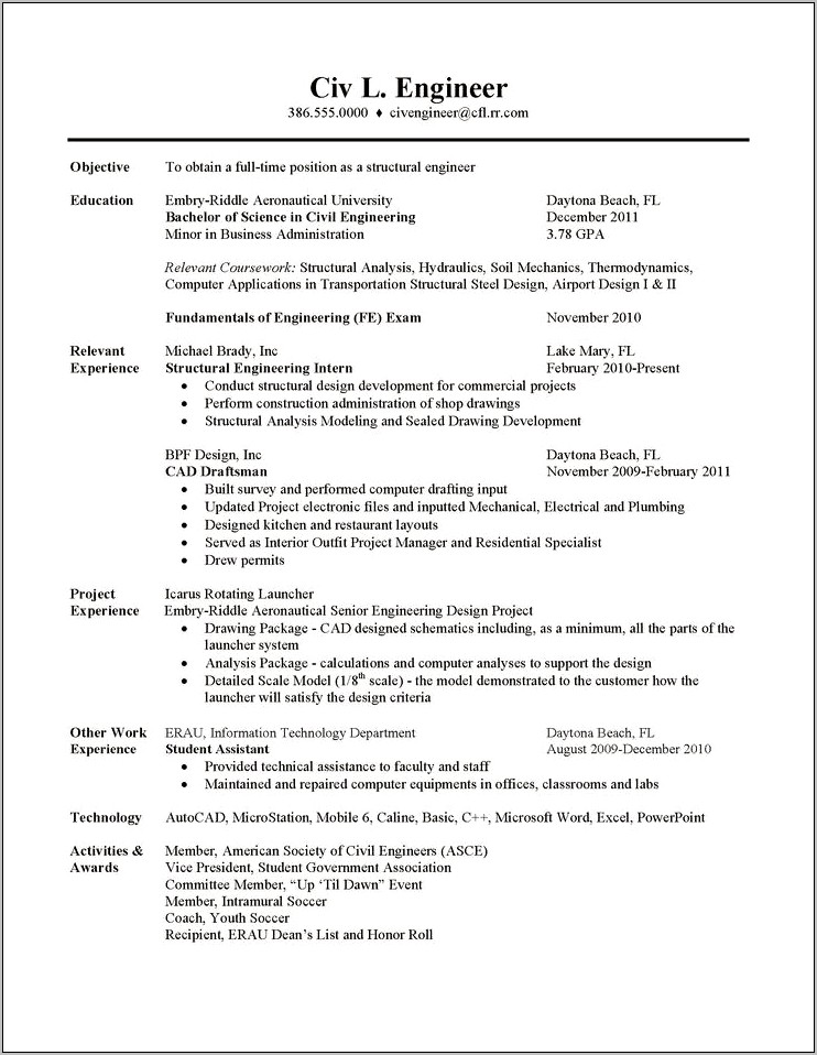 Entry Level Electrical Engineer Resume Samples