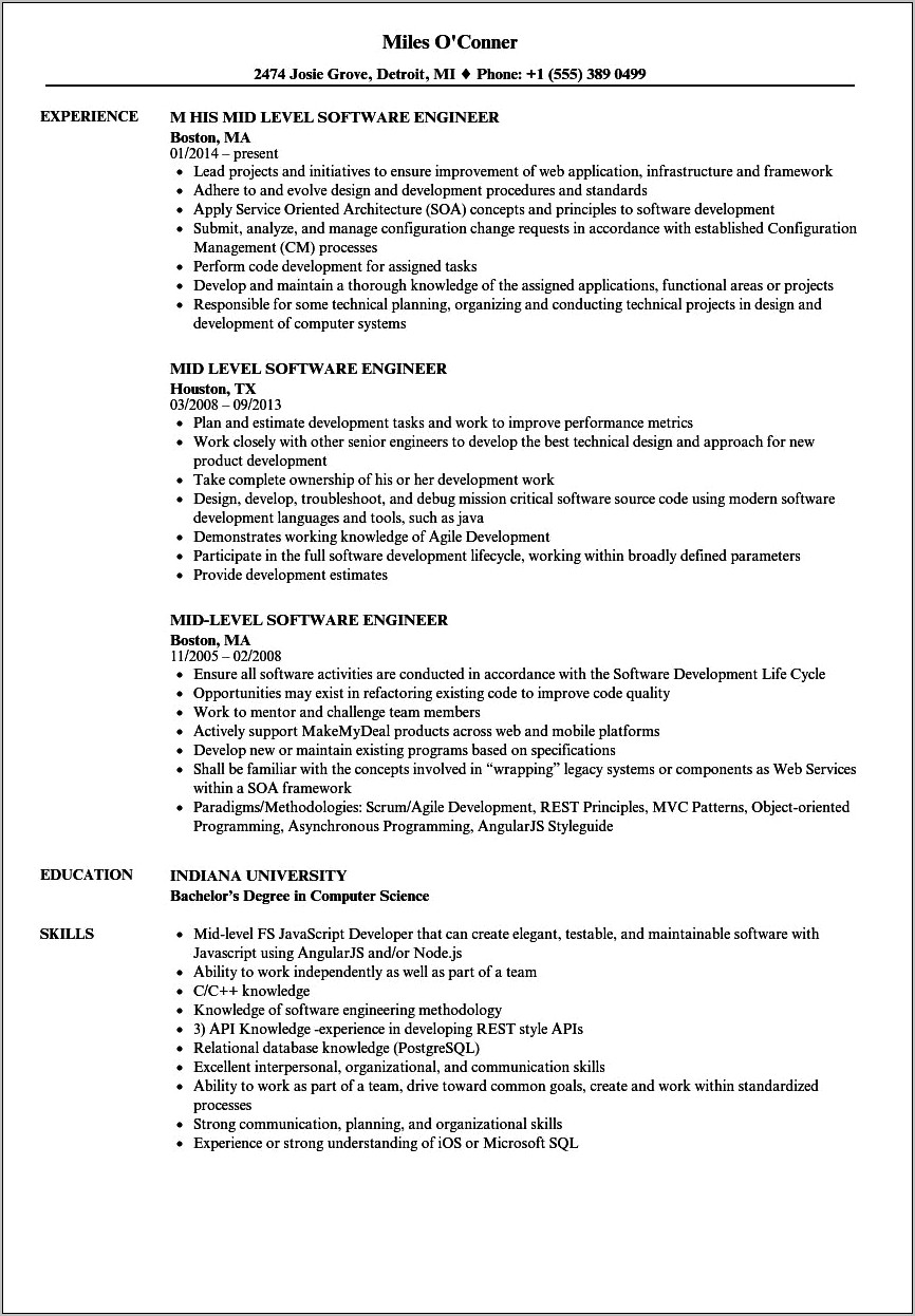 Entry Level Engineer Resume Objective