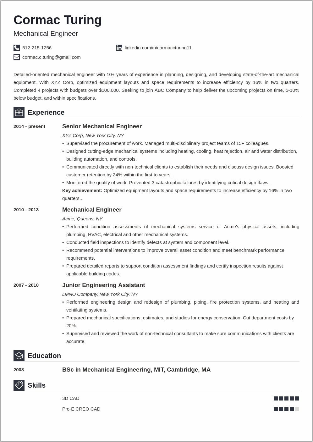 Entry Level Engineer Summary For Resume Examples