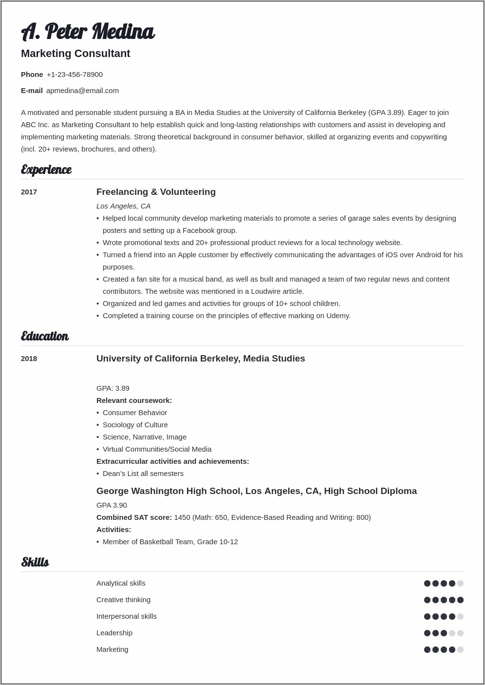 Entry Level First Job Resume