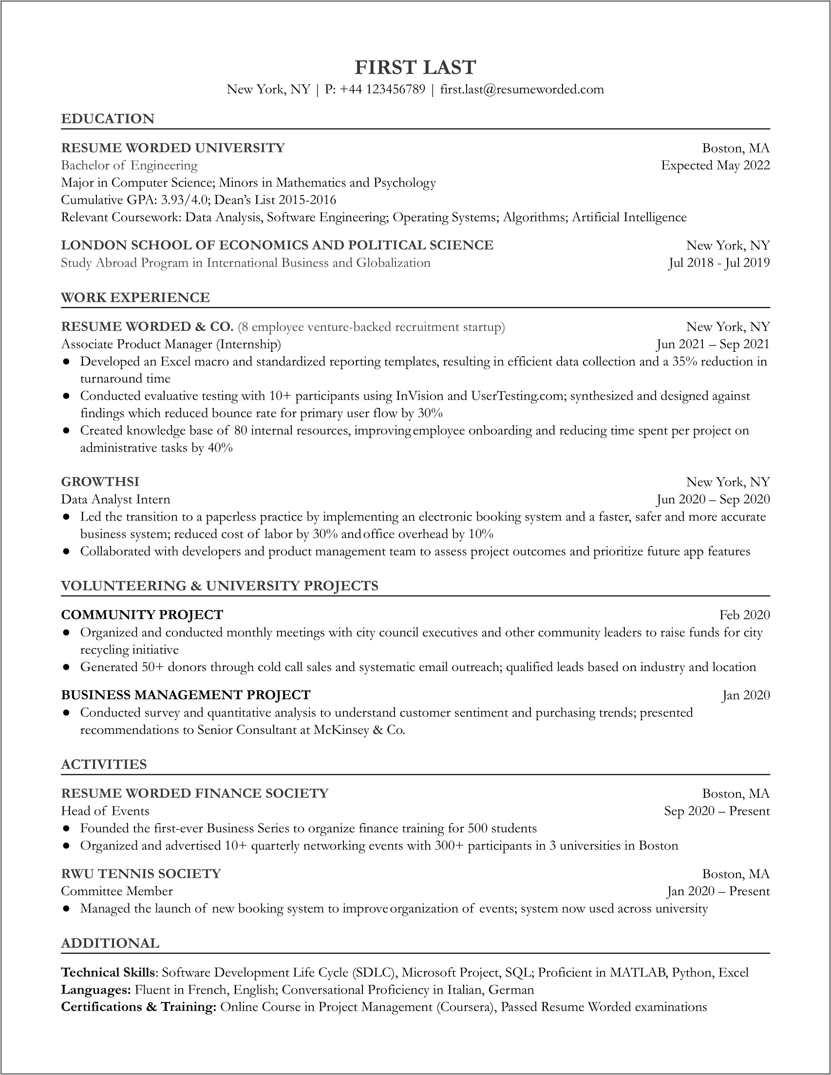 Entry Level Healthcare Project Manager Resume
